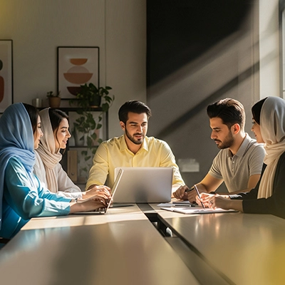 people around desk